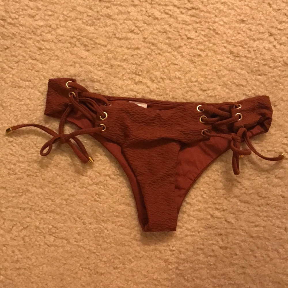 blue life reddish brown bikini bottoms